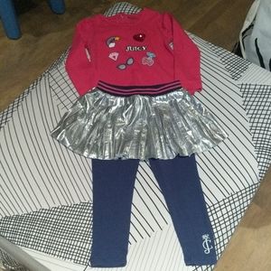 Juicy Couture Long Sleeve Shirt &Pant/Silver Skirt